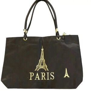 Vintage Unbranded 100% Nylon Paris Black Handbag